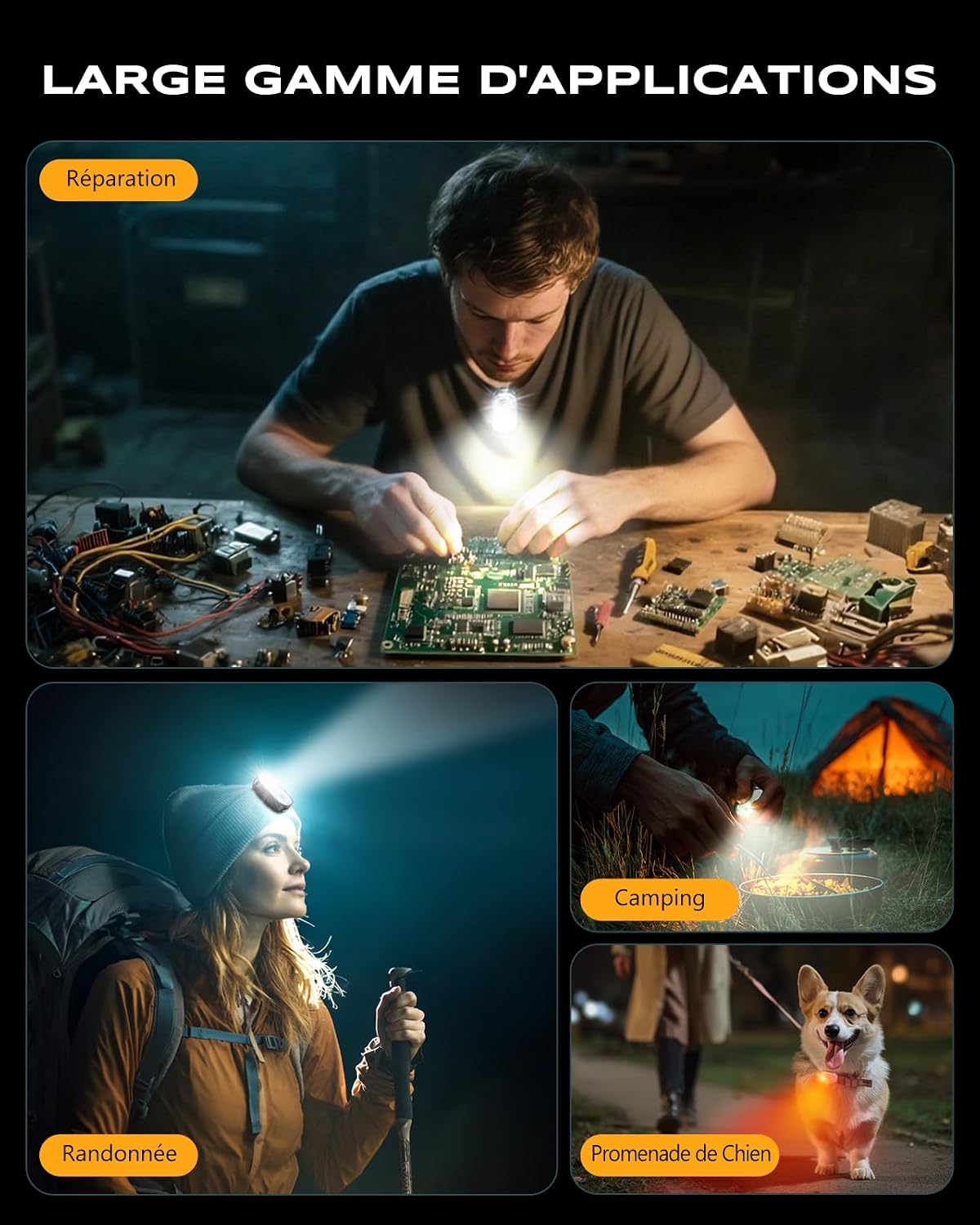 Thumbnail 6 de CIRYCASE X30 clipzaklamp met 10 lichtstanden, spotlicht en IP65