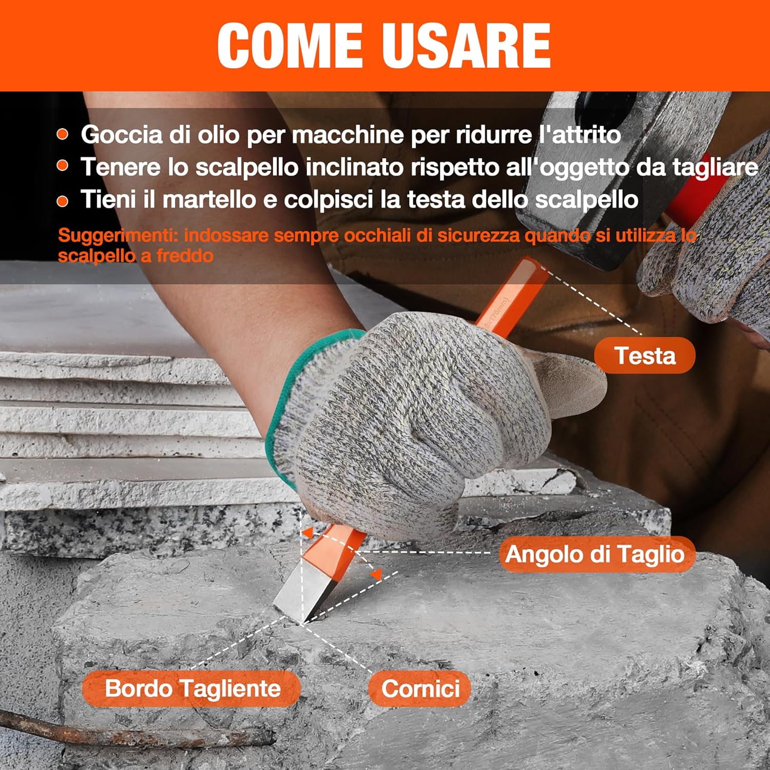 Detalle de ValueMax Set di Scalpelli Piatto da 3 Pezzi in acciaio Cr-V (10, 12, 16 mm)