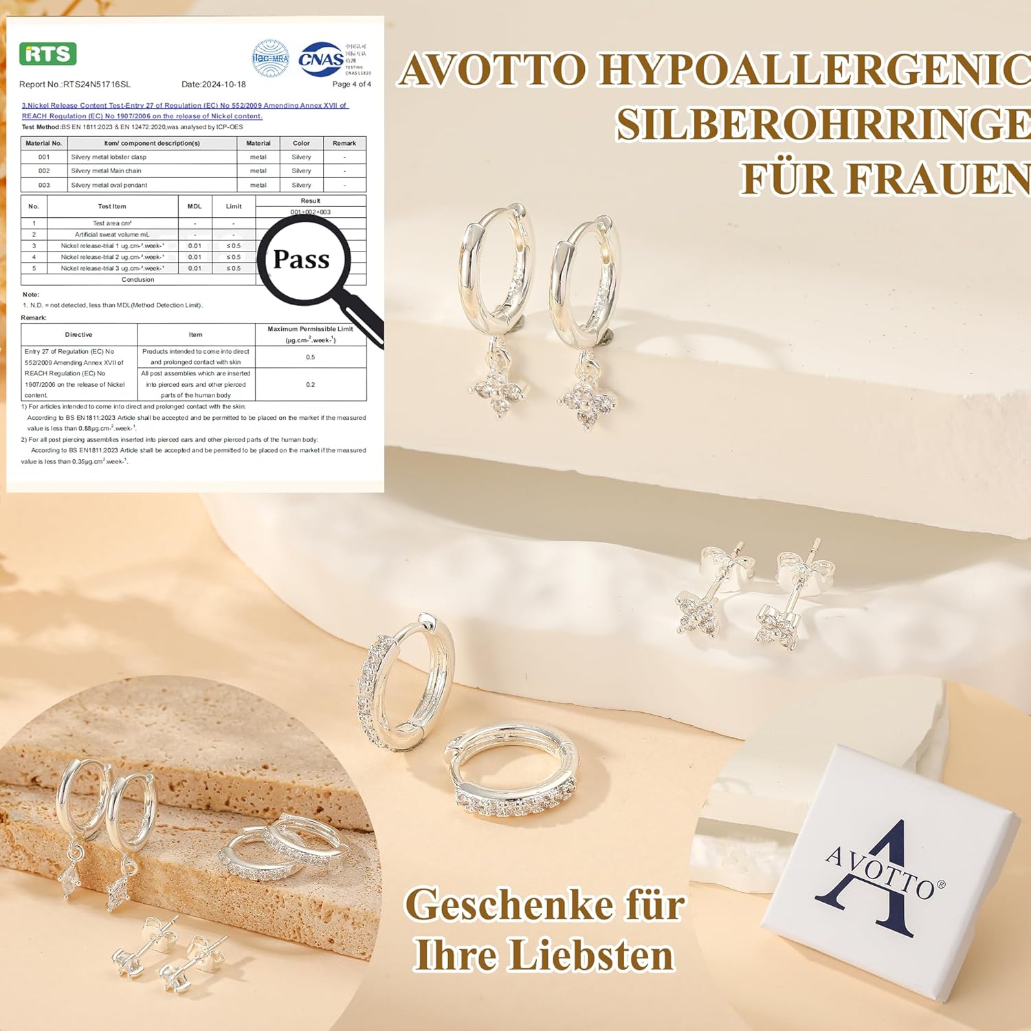 Thumbnail 3 de AVOTTO 3 Paar Ohrringe Silber 925 💍