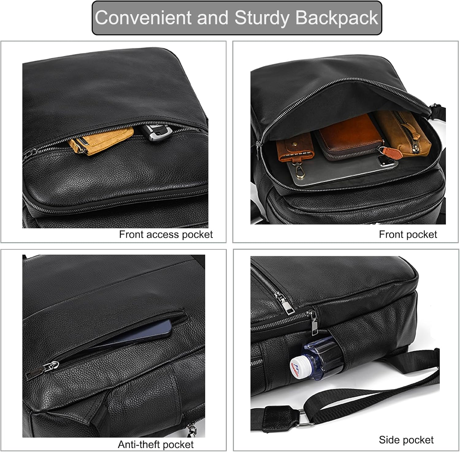 Detalle de LUUFAN Genuine Leather Laptop Backpack