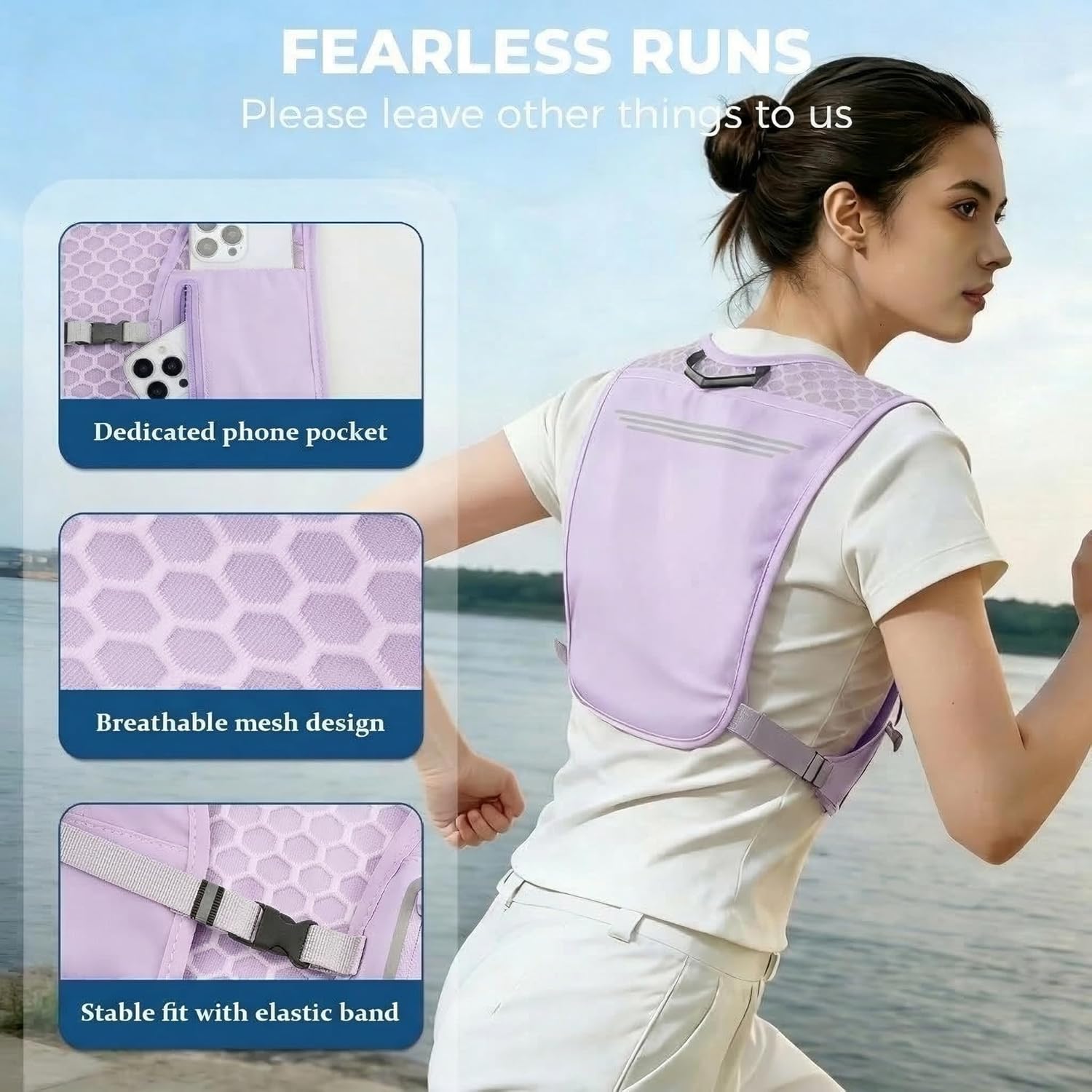 Detalle de Kartoiy Running Vest with Water Bladder – Women’s Lightweight Hydration Pack for Trail Running