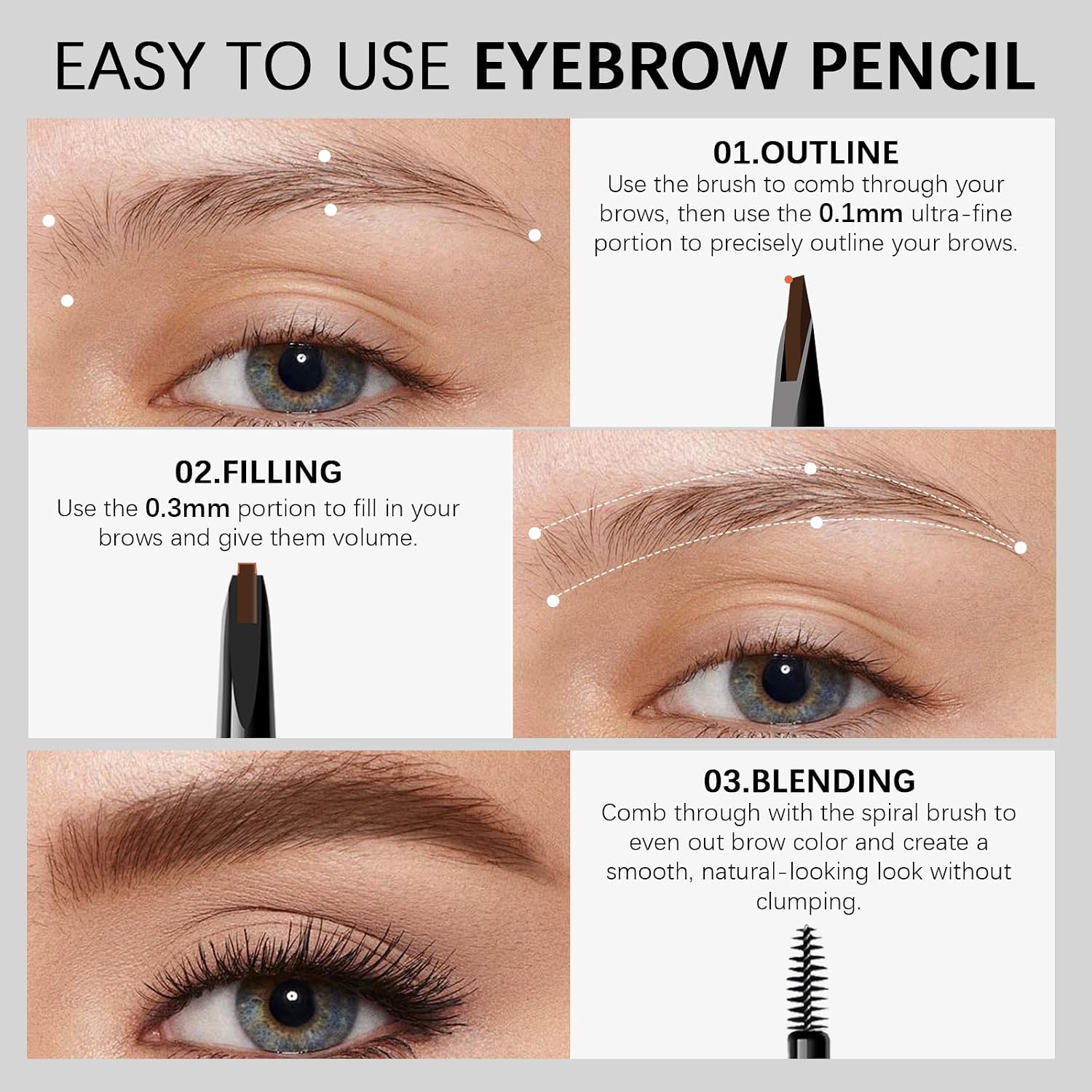 Detalle 2 de MAVENI 02 Light Grey Microblading Eyebrow Pencil with 0.1 mm Tip