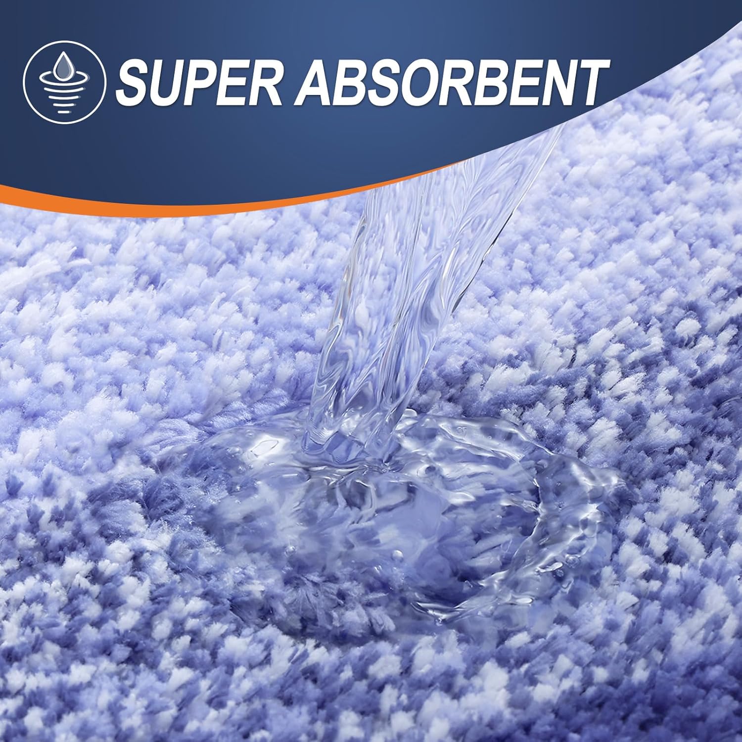Thumbnail 2 de OLANLY 2-Piece Bathroom Rug Set: Soft Microfiber Bath Mats with Non-Slip TP Rubber Backing (Blue-Violet, 24"x16" and 24"x20")