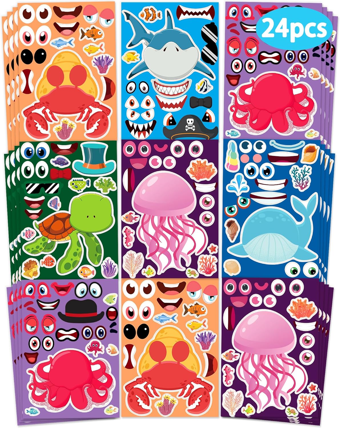Detalle de 24 Pcs Make Your Own Sea Animal Sticker Sheets for Kids