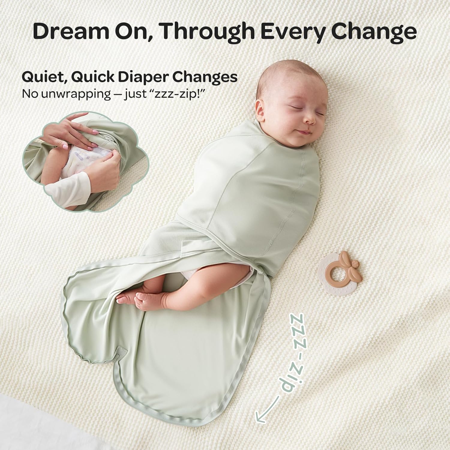 Thumbnail 4 de Momcozy Swaddles for Newborns (0–3 Months) Quiet Fastener Sleep Sack Swaddle, Serenity, 2-Pack