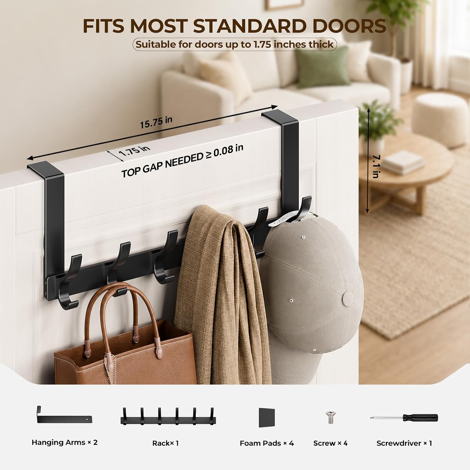 Thumbnail 1 de Optish door hook Over-the-Door Rack, 12 Hooks, Black