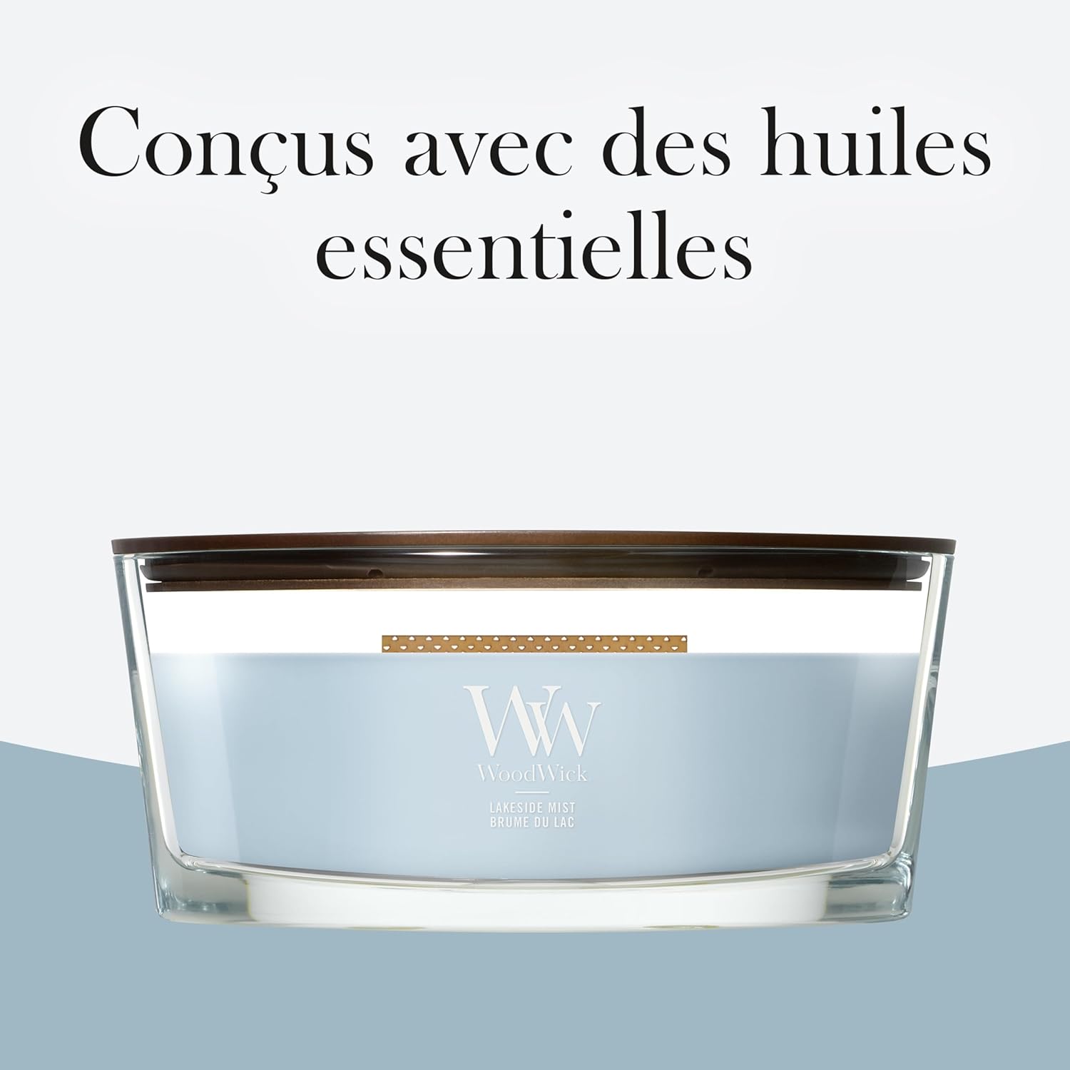 Detalle de WoodWick Bougie parfumée Ellipse Brume du Lac — Cadeau élégant pour femmes