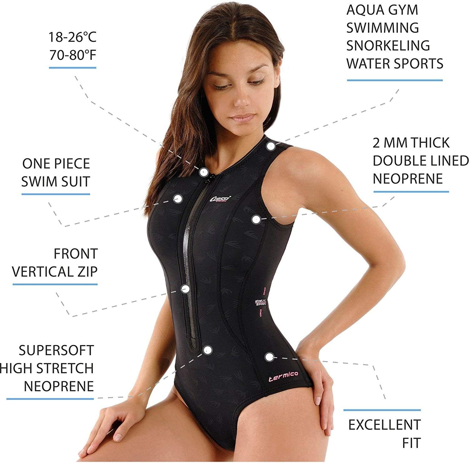 Thumbnail 1 de Cressi Women's Termico Neoprene Diving Suit, Sleeveless, Front Zip, S/2