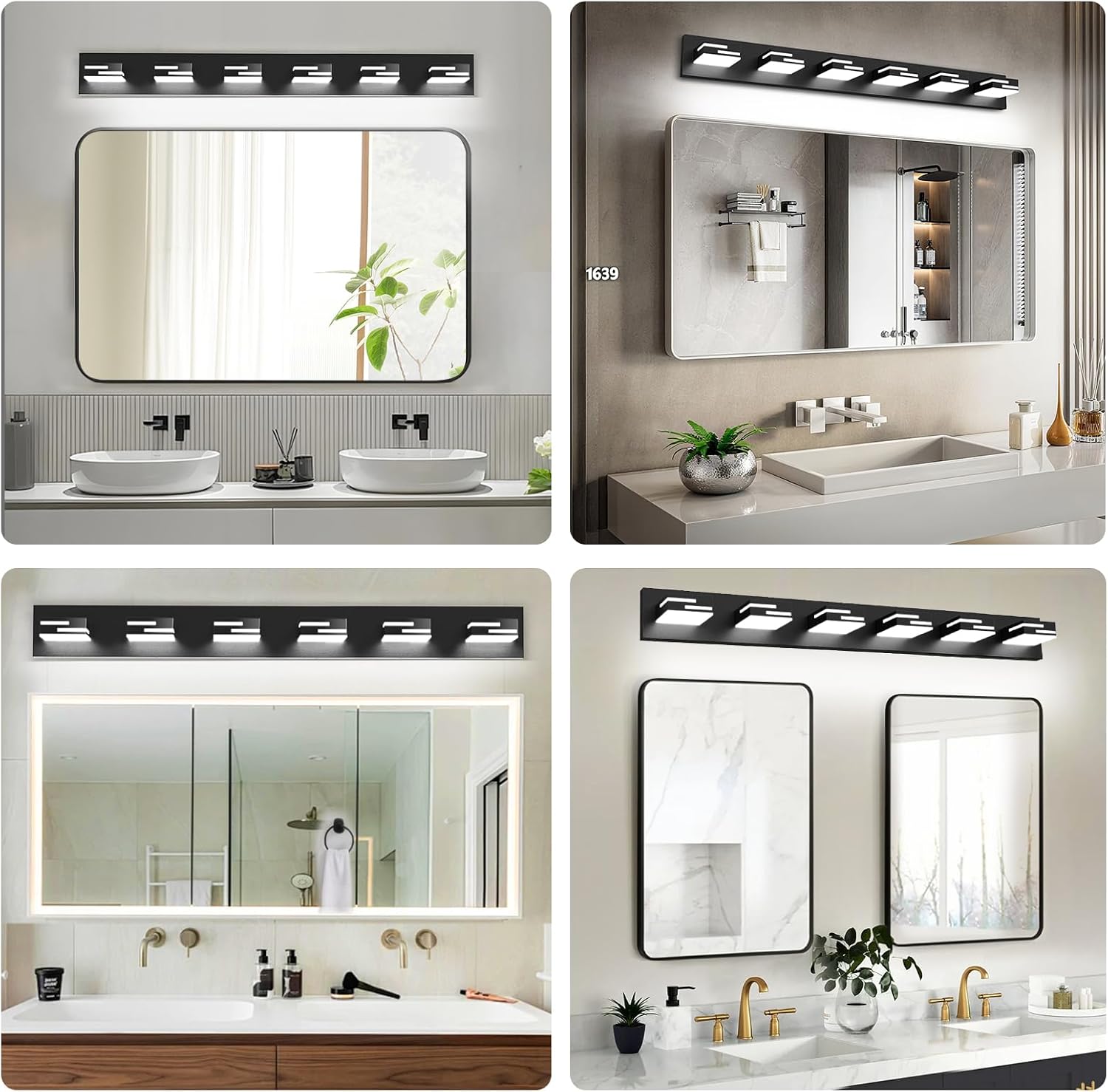 Thumbnail 1 de LKHF 9553 6-Light Bathroom Vanity Light, Dimmable Matte Black, 6000K