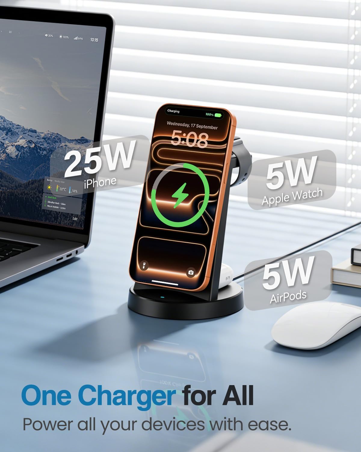 Detalle 2 de SMILE STATION 25W 3-in-1 Magnetic Wireless Charging Station for Apple