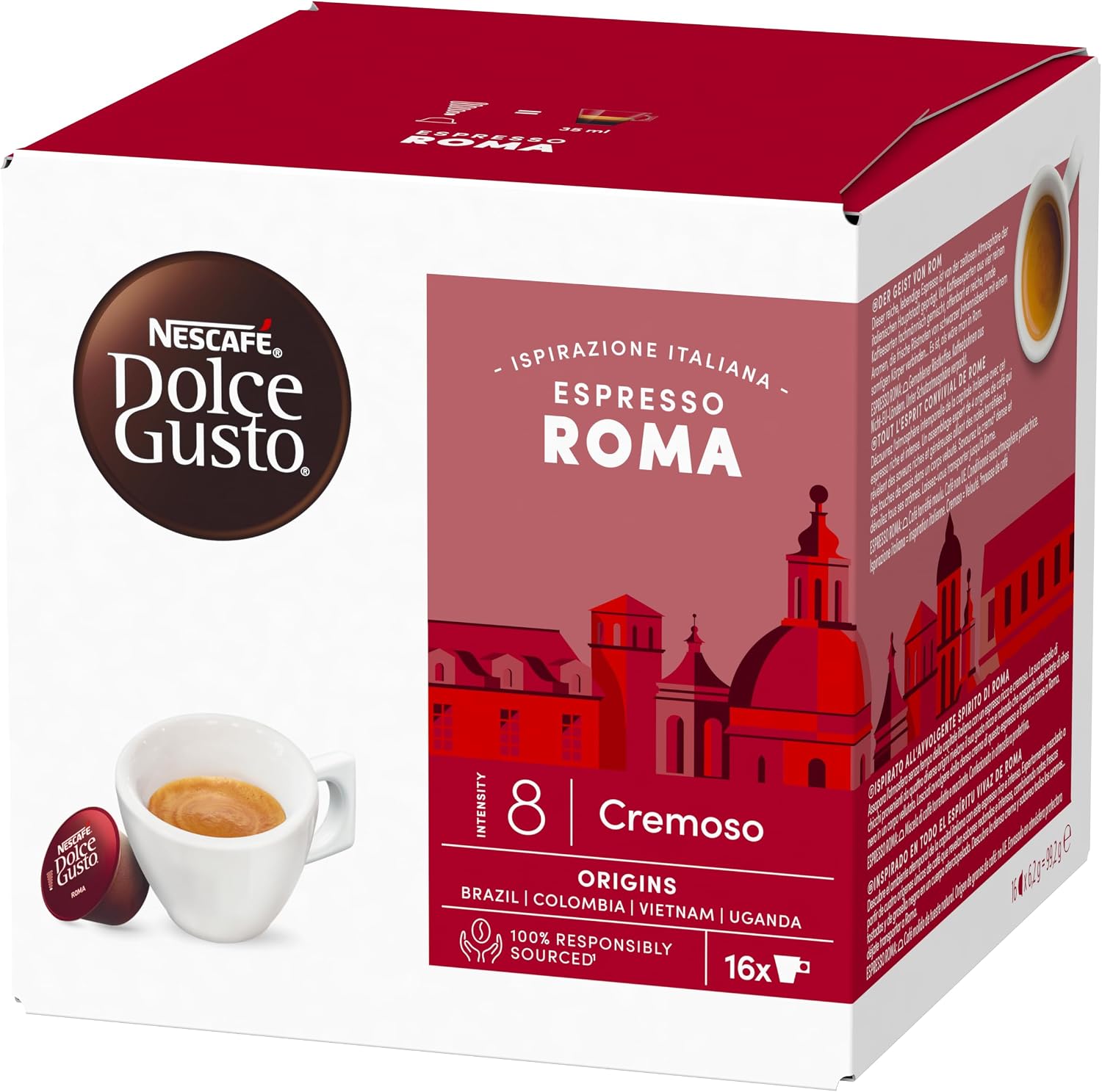 Detalle de NESCAFÉ Dolce Gusto Espresso Roma Caffè – 96 capsule compatibili, intensità 8/13