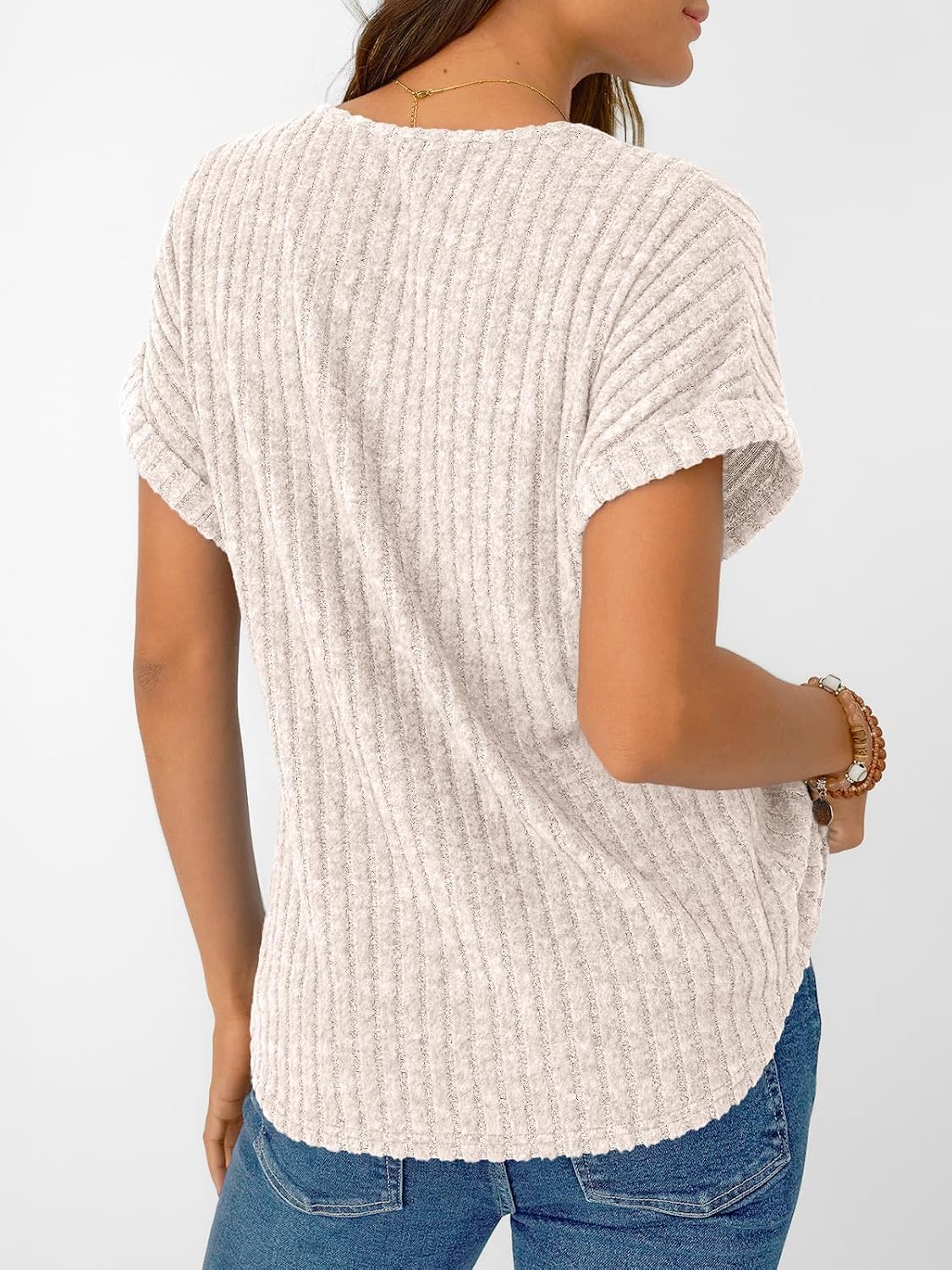 Detalle 2 de AUTOMET Summer V-Neck Tunic Sweater Blouse for Women
