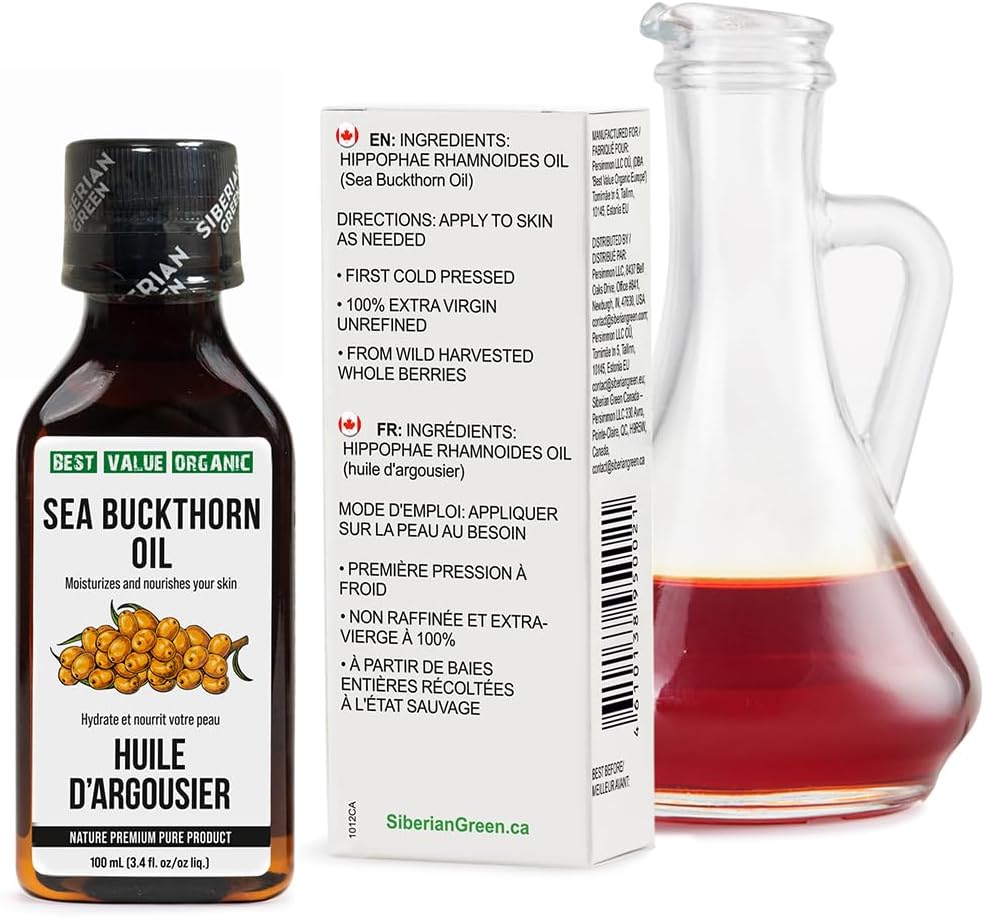 Detalle 1 de Siberian Green Sea Buckthorn Oil, Cold-Pressed, Unrefined, 100 ml