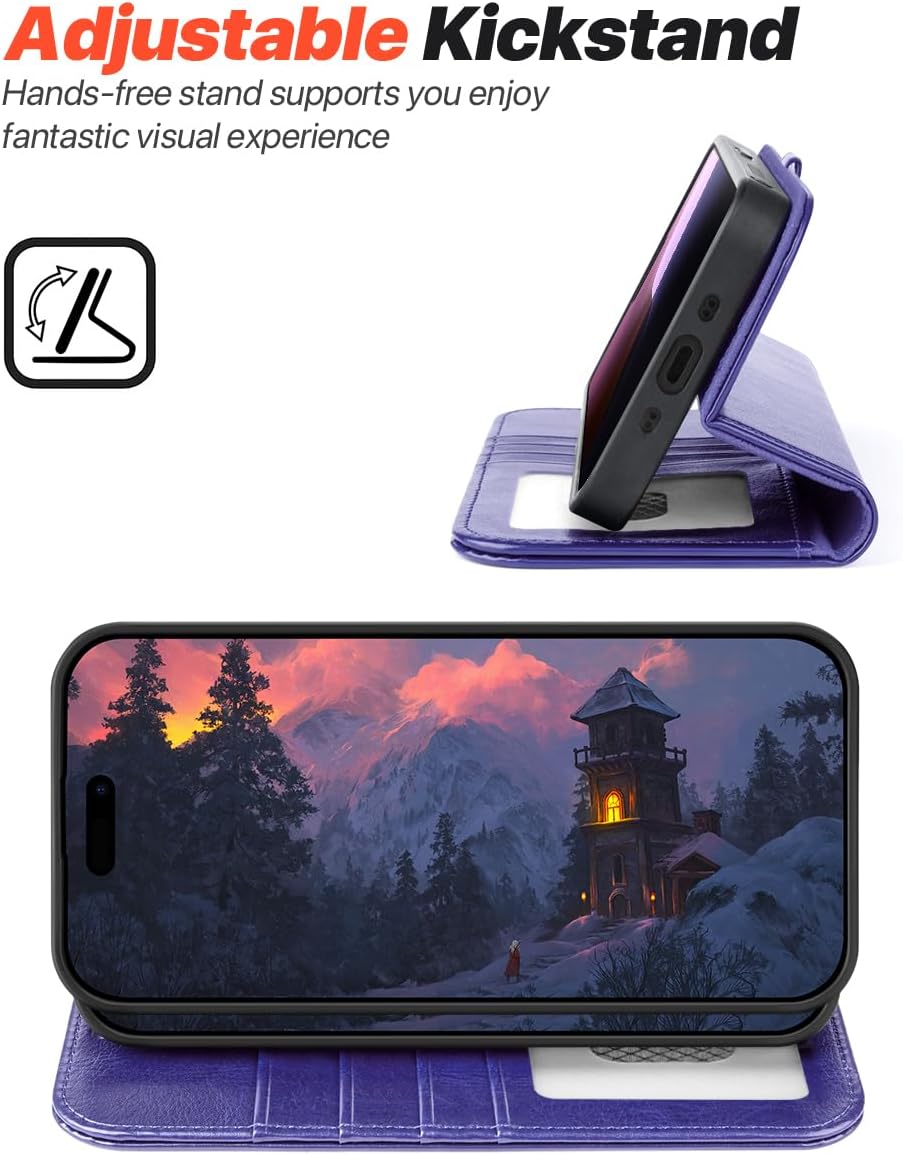 Detalle de OCASE Handyhülle für iPhone Air 6,5 Zoll – 2‑in‑1 Magnet, RFID, PU-Leder, violett