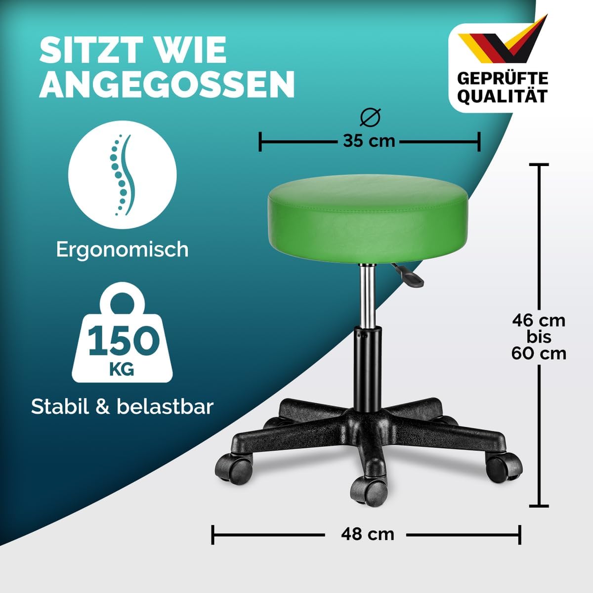 Thumbnail 2 de Casaria® Rollhocker höhenverstellbar 46-60 cm