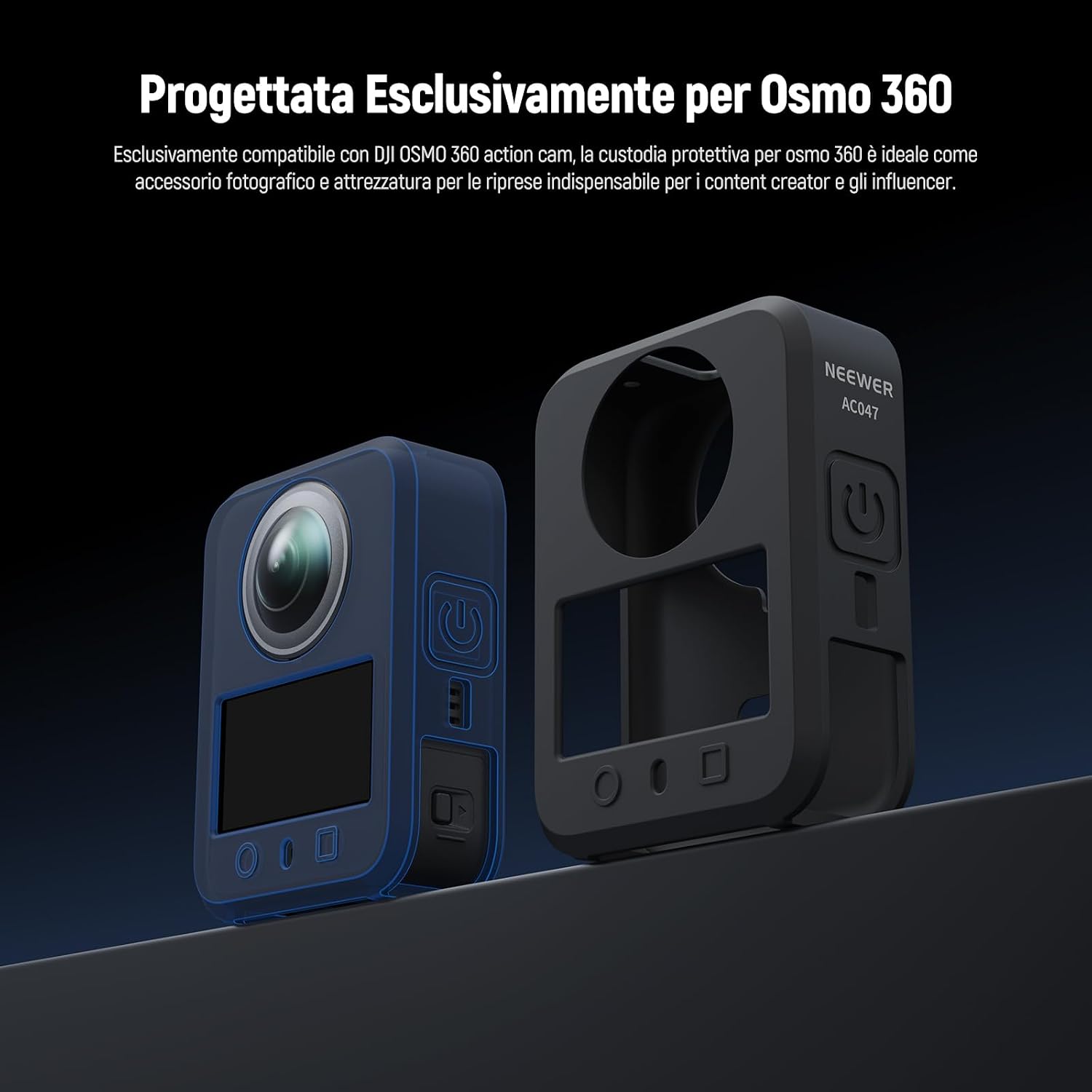 Detalle de NEEWER Silicone Case per DJI Osmo 360 Action Cam AC047: custodia morbida antiscivolo e antigraffio