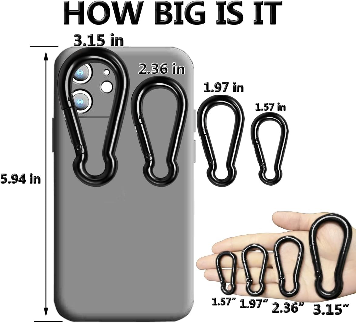 Thumbnail 6 de Ekunbuy Black Carabiner Clip 250 lb Heavy Duty