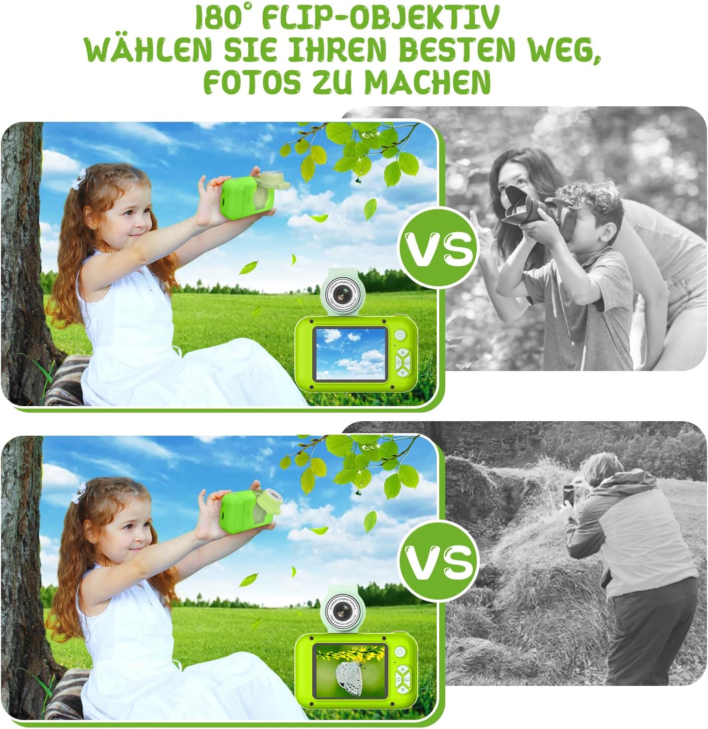 Thumbnail 3 de ARNSSIEN Kinder-Digitalkamera X101 mit 180° Flip-Objektiv und 2,4" IPS-Selfie-Modus