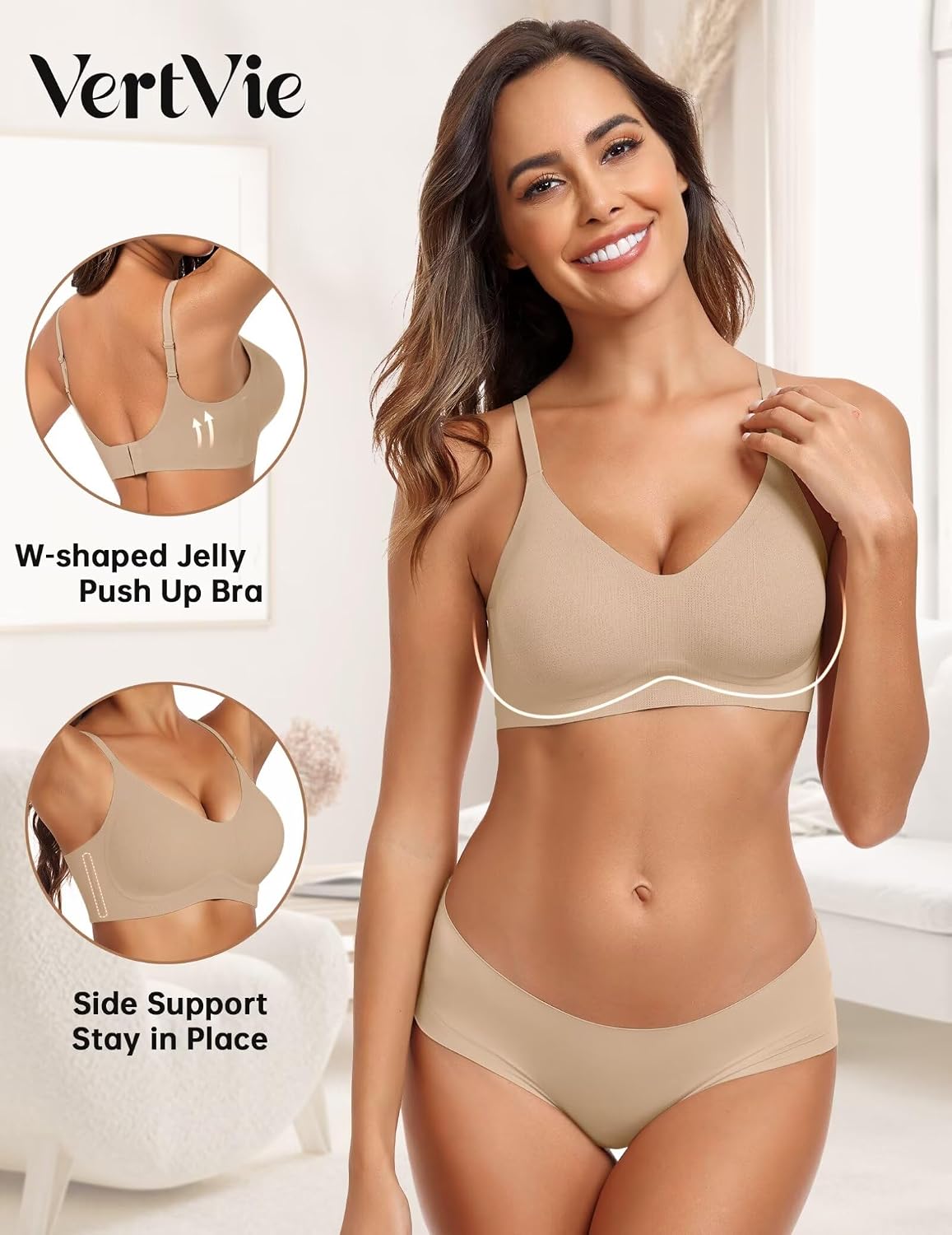 Detalle 2 de Vertvie Seamless Jelly Wireless Bralette: Full Coverage, No Underwire Comfort