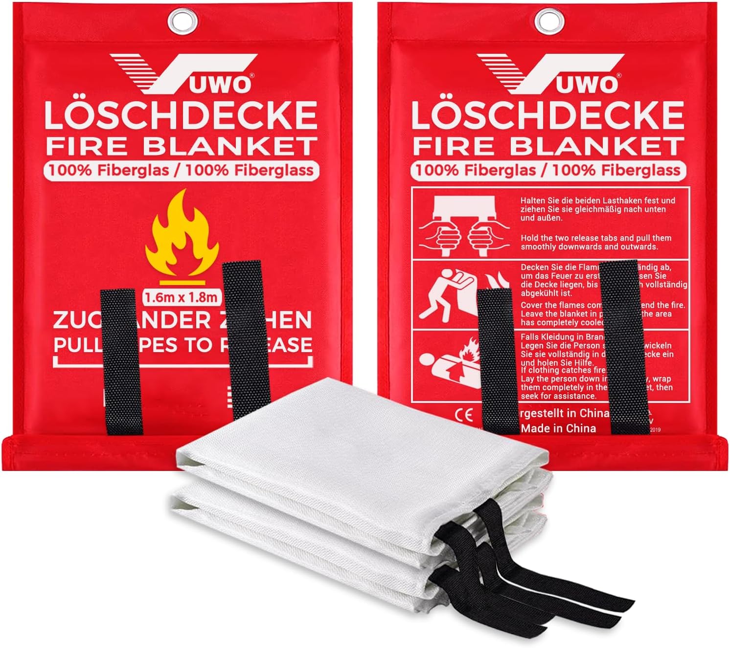 Thumbnail 6 de vuwo Löschdecke für Küche (Notfall-Feuerlöschdecke) nach EN 1869:2019 – Glasfaser, für Fettbrände