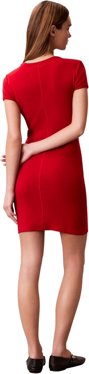 Detalle 2 de Calvin Klein Donna Abito T‑Shirt Mini Scollo Rotondo
