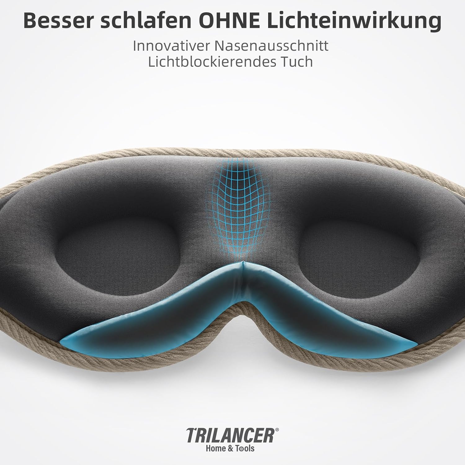 Detalle de 2026 Innovative Schlafmaske – Lichtblocker, ergonomisch, 30 g, mit Nasenausschnitt & Eisseide-Bezug (Braun)