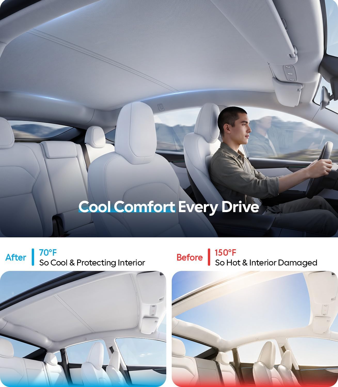Detalle 2 de Wigoo 2025 Tesla Model Y sunshade 3rd-gen