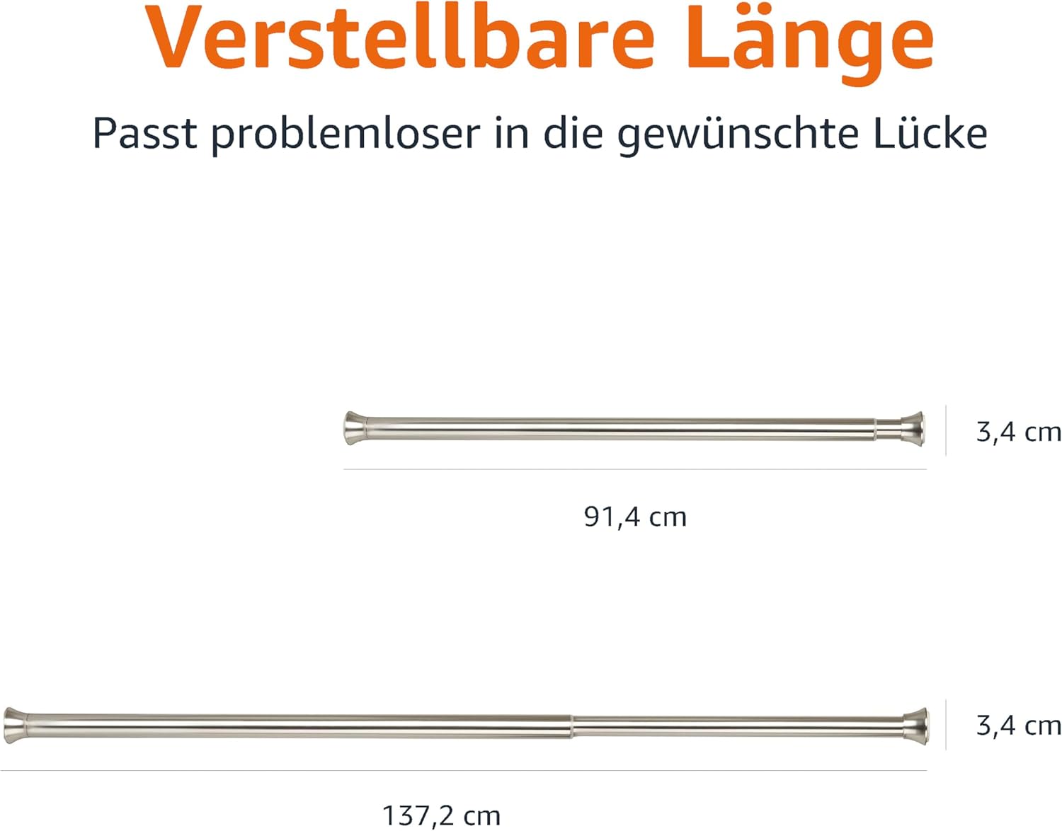 Thumbnail 3 de Amazon Basics Verstellbare Duschvorhang-Spannstange, 91 bis 137 cm, Nickel