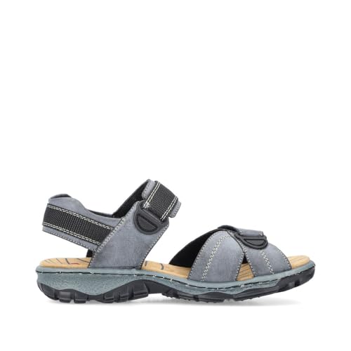 Detalle de Rieker Damen Klassische Sandalen 68851 – Blau, Klettverschluss, Schmale Weite