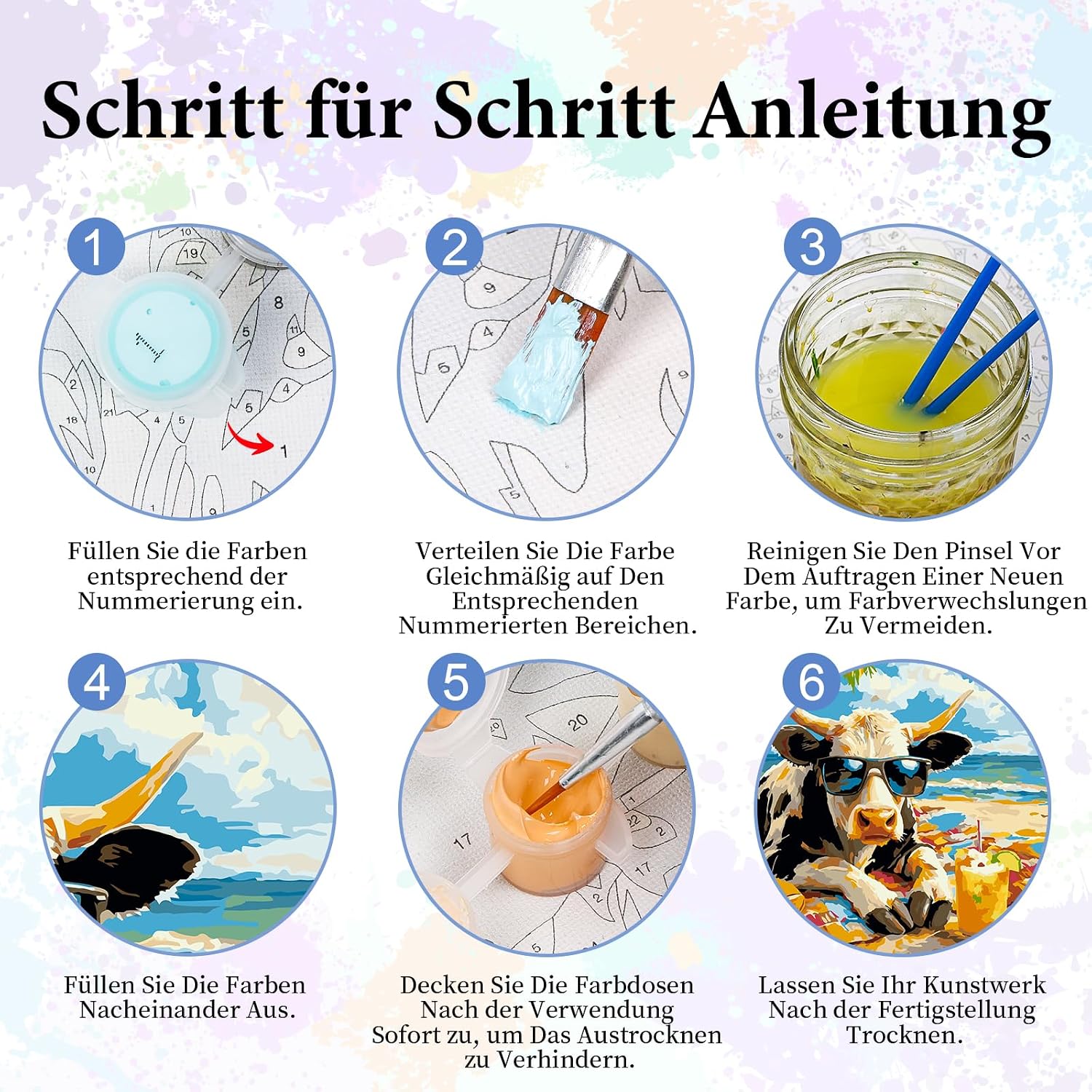Detalle de Camocin Art Malen nach Zahlen Erwachsene – Kuh, Leinwand 40x50 cm, Ohne Rahmen