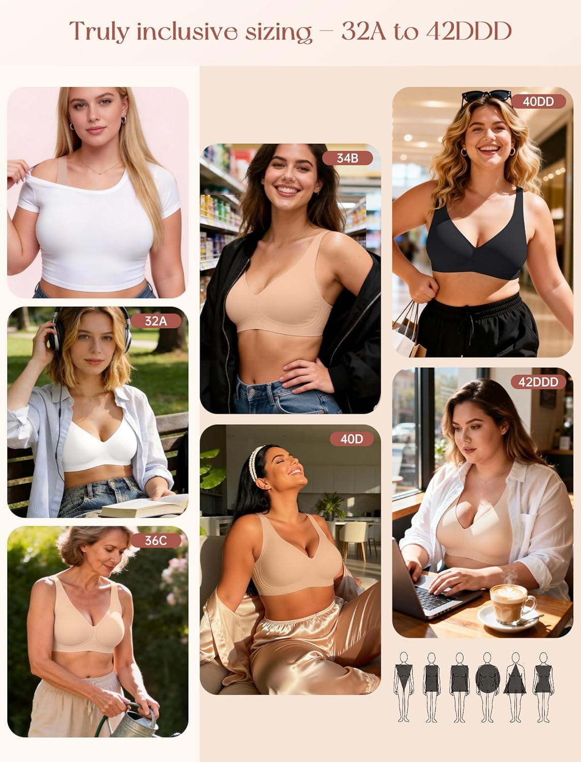 Thumbnail 6 de LetsJoli 2026 Jelly Bras for Women – Wireless Deep V Seamless Push-Up Bralette