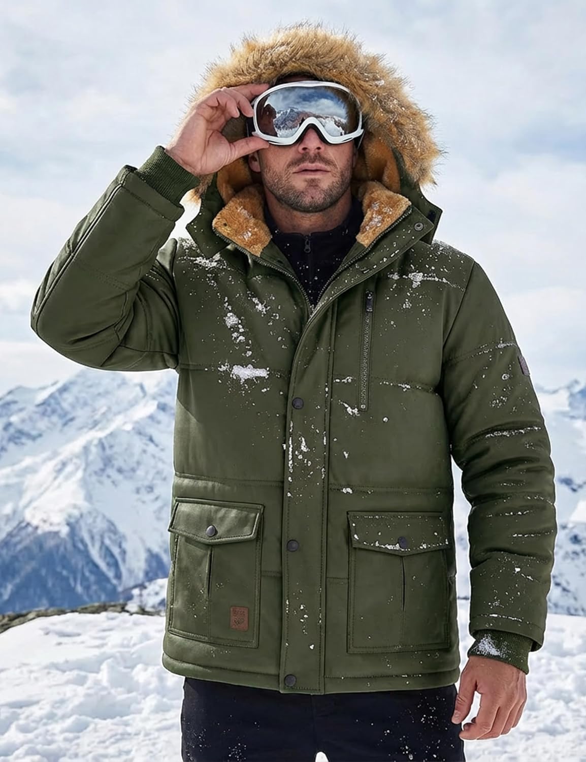 Detalle de MAGCOMSEN Men's Winter Jacket with Removable Hood, Windproof, Water-Repellent