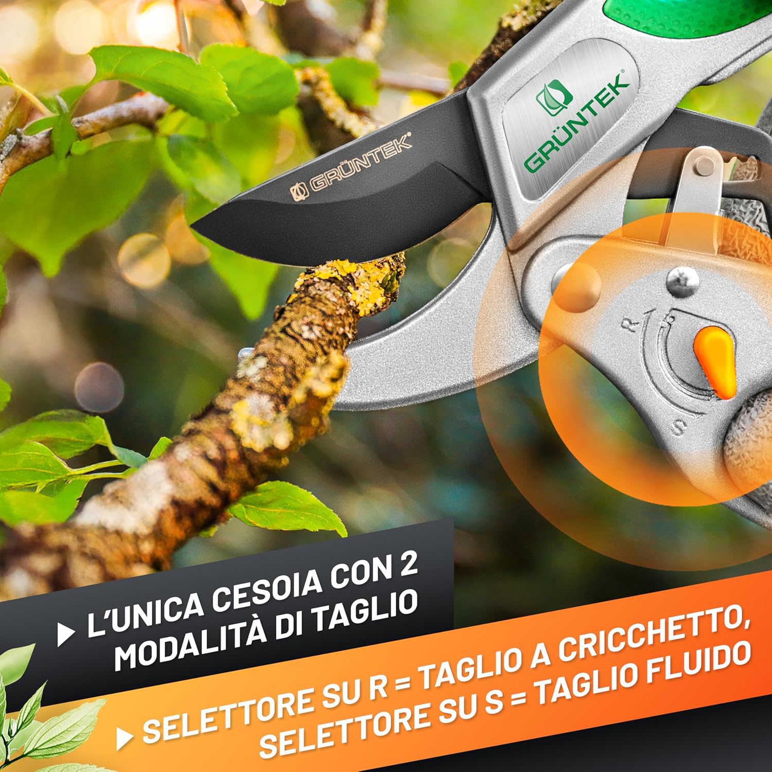 Thumbnail 6 de GRÜNTEK Forbici Cesoie da Potatura a Cricchetto CACATUA 20.5 cm – Potatura precisa con dualità di taglio