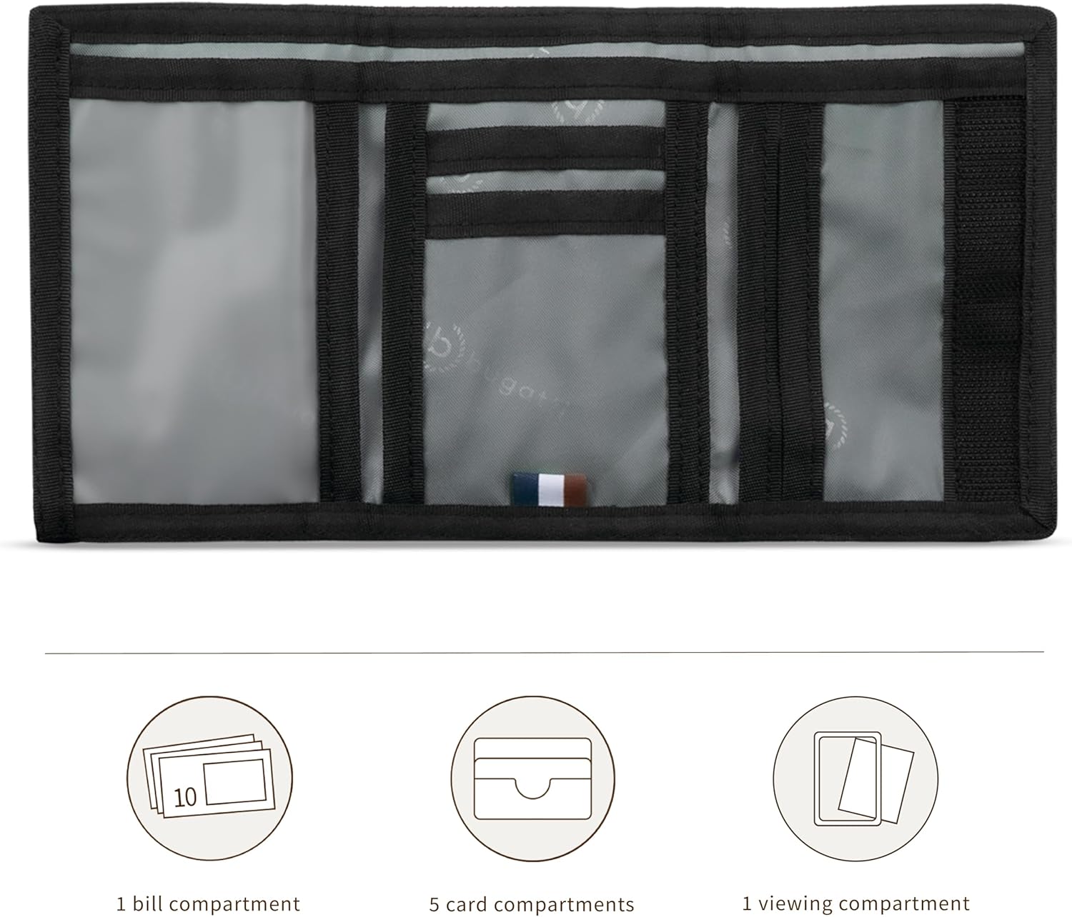 Thumbnail 3 de Bugatti Trifold portefeuille unisexe noir avec protection RFID et compartiment monnaie