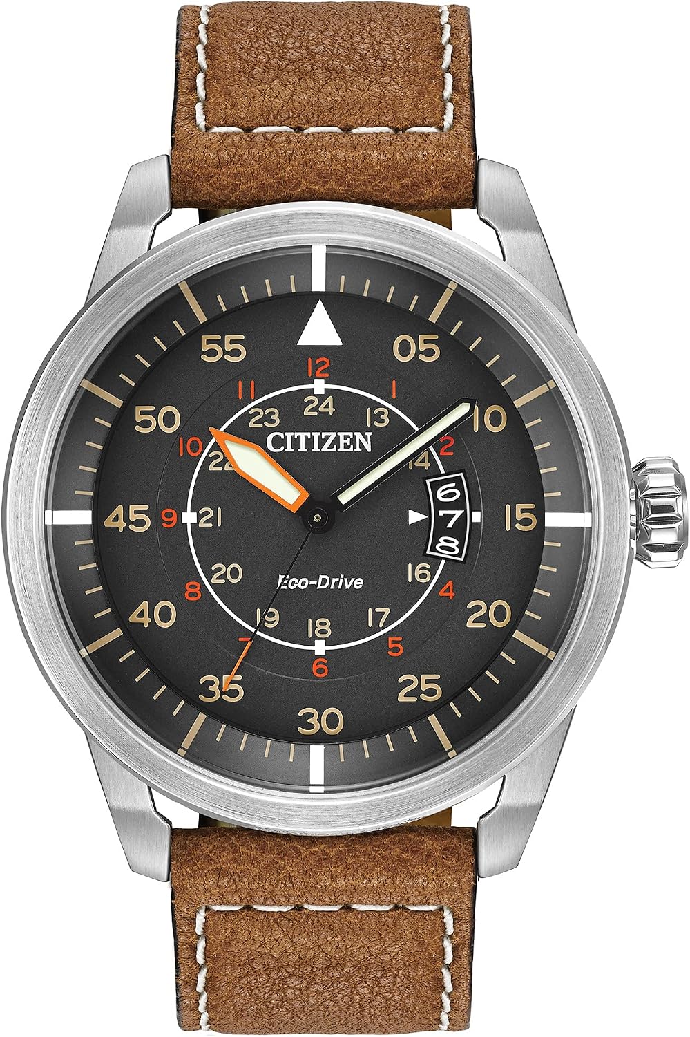Detalle de Citizen Men’s Eco-Drive 3-Hand Date Avion Watch (AW1361:10H) with Leather Strap