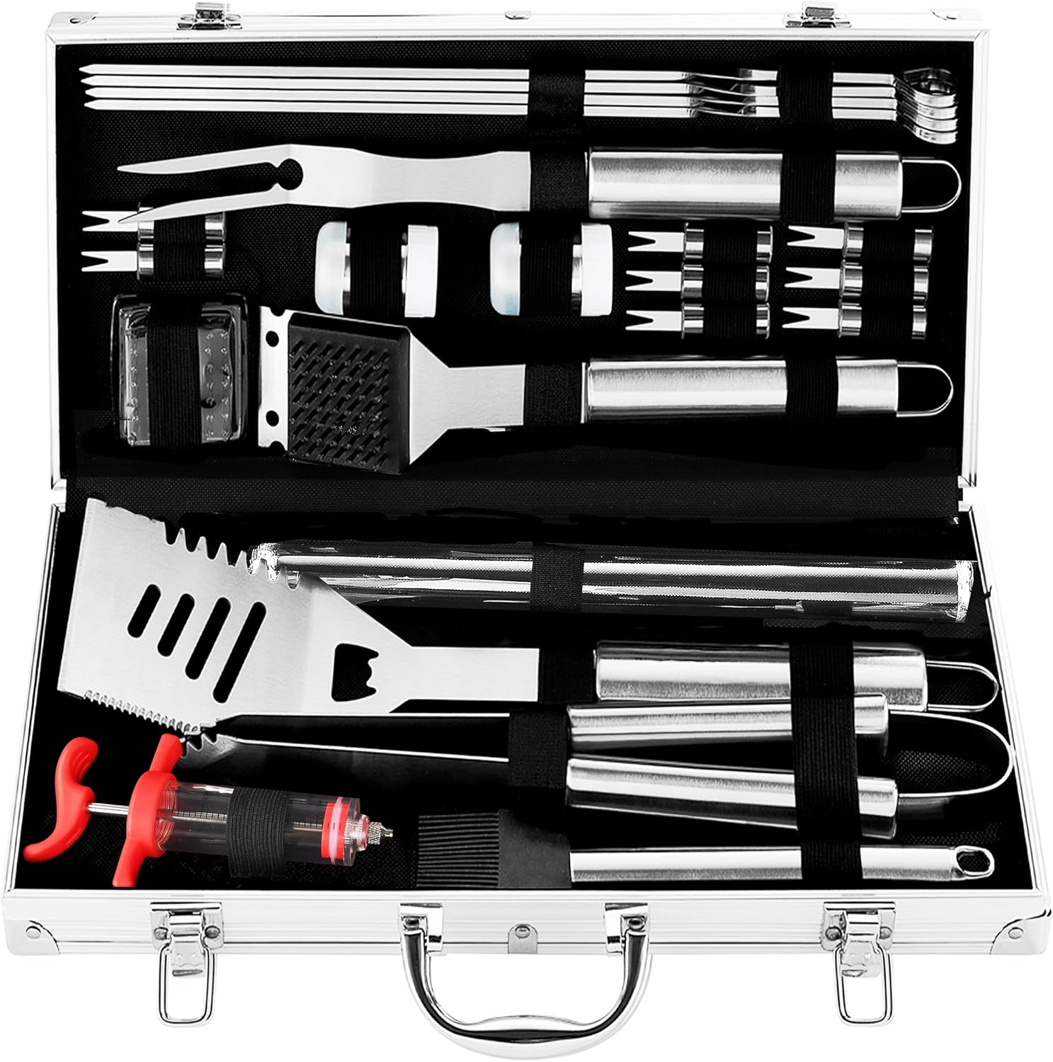 Detalle de Grilljoy 24-Piece Stainless Steel BBQ Tool Set with Aluminium Case