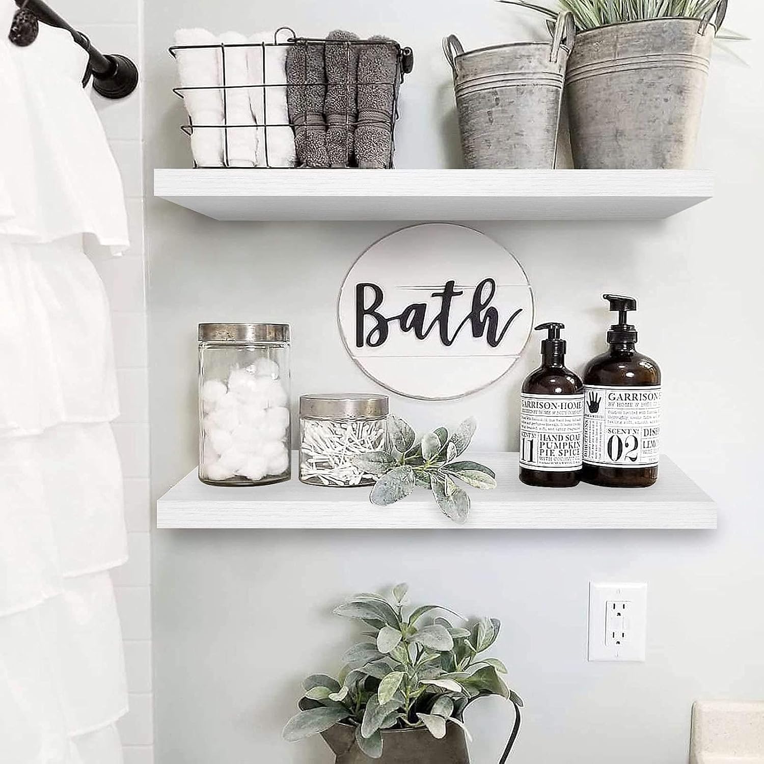 Thumbnail 1 de QEEIG mounted-bathroom-shelves Floating Wall Shelves, White MDF, Set of 2