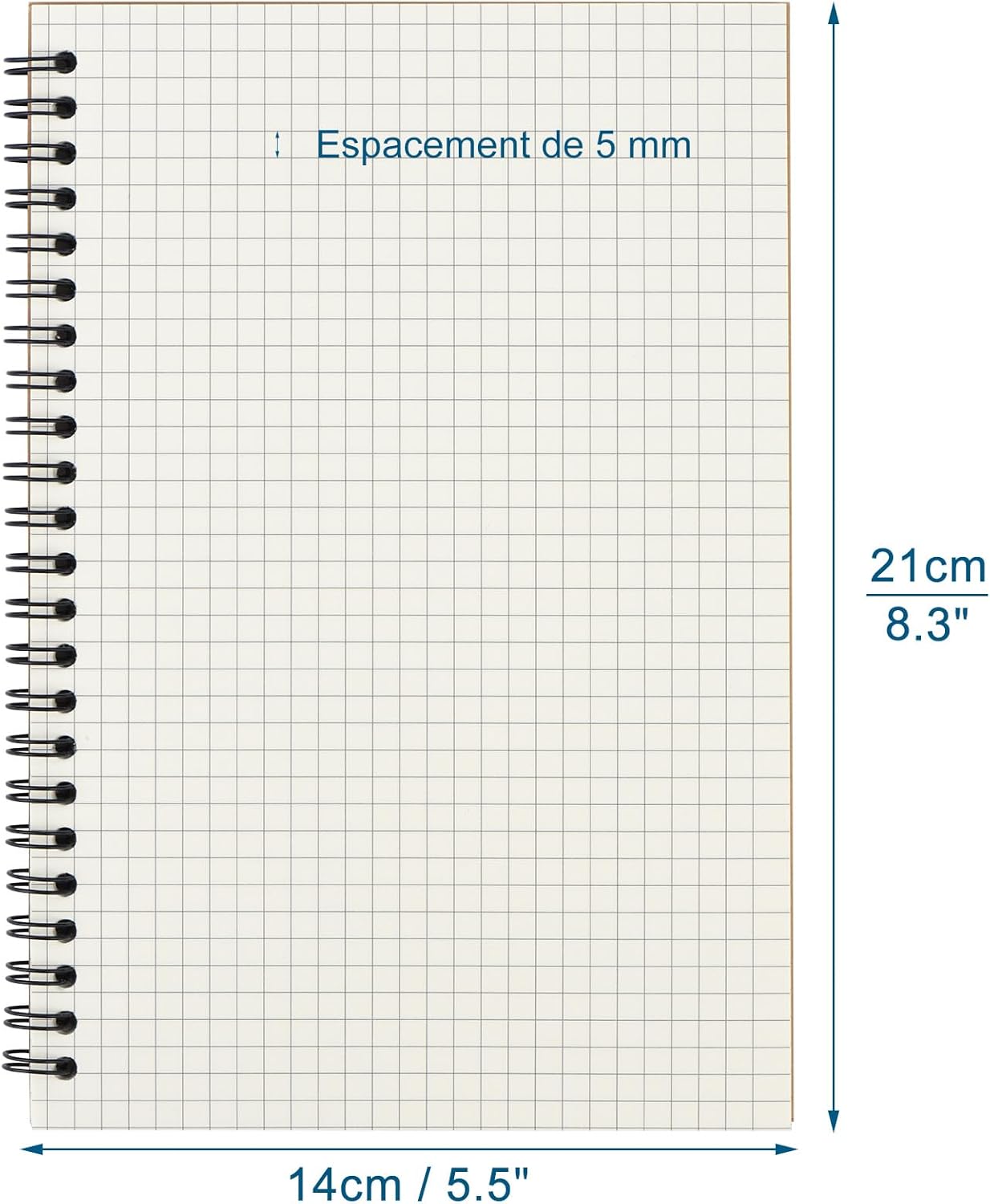 Thumbnail 1 de ZCZN 6 blocs cahier A5 à spirale en kraft, petits carreaux (60 feuilles par bloc)