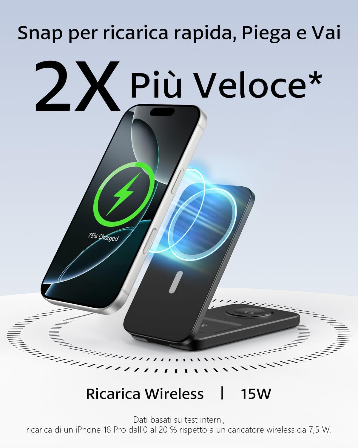 Thumbnail 1 de Caricatore Wireless 3 in 1 MagSafe pieghevole 15W per iPhone, Apple Watch e AirPods