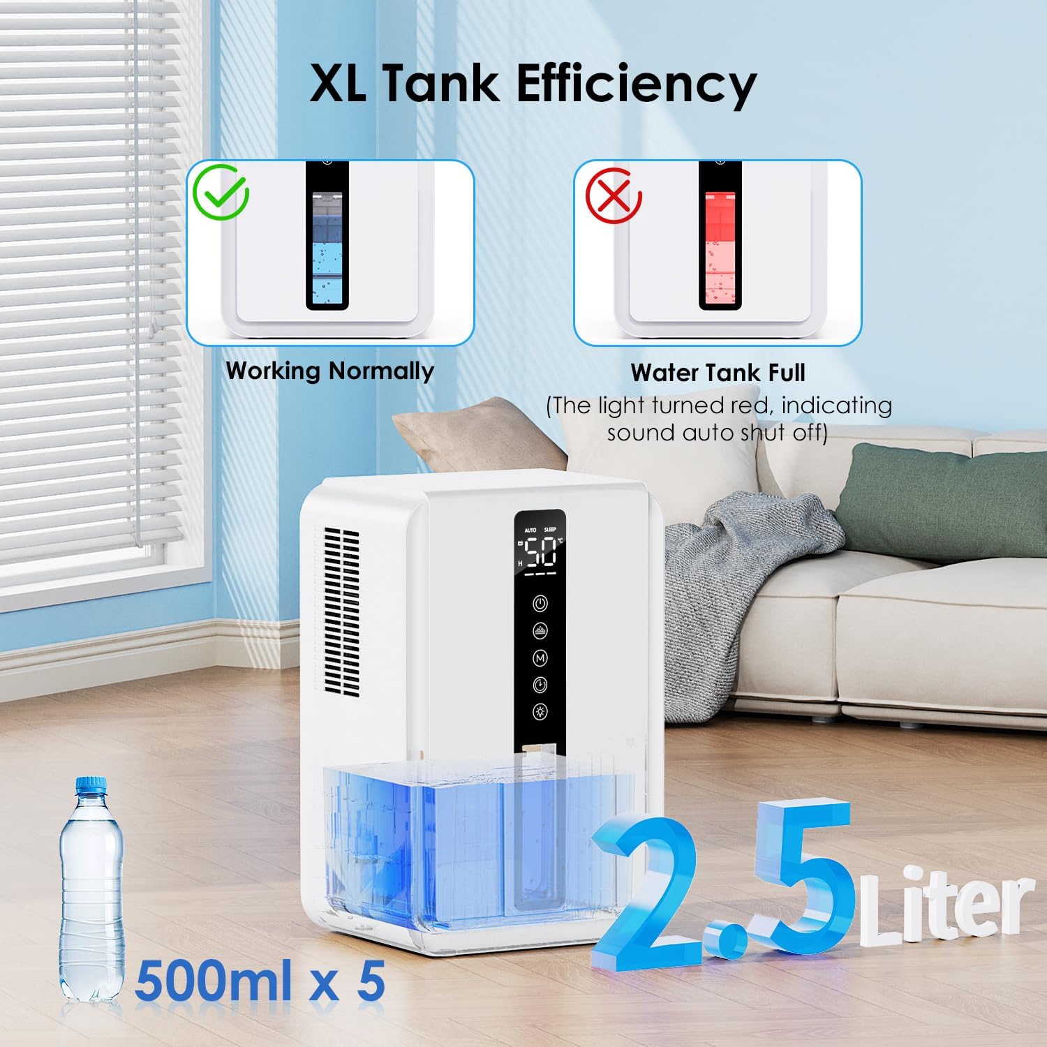 Detalle de Deumidificatore casa 2.5 L, 800 ml/giorno