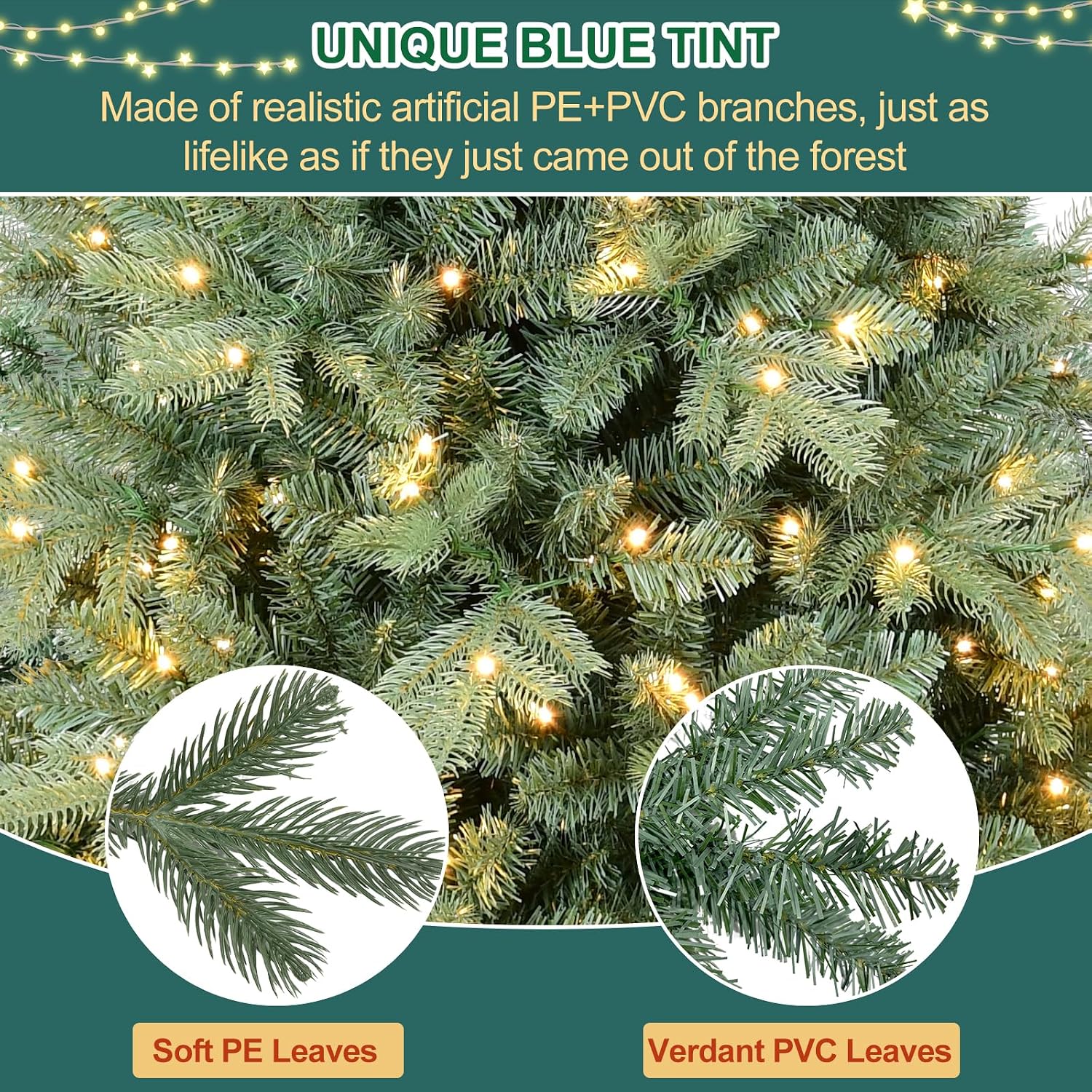 Detalle 2 de ClouFairy CF-HTC90T-2470T-650L 9-Foot Slim Christmas Tree, 2,470 Tips