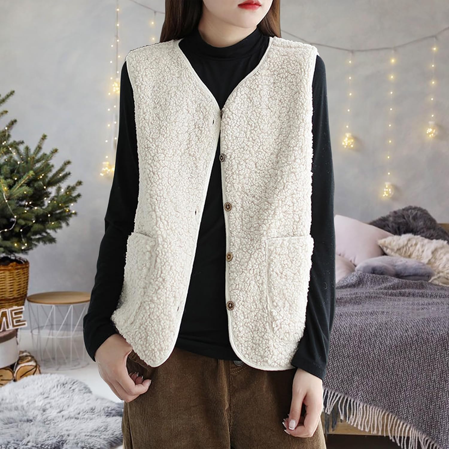 Detalle 1 de beifon Teddy Fleece Weste Damen S/M
