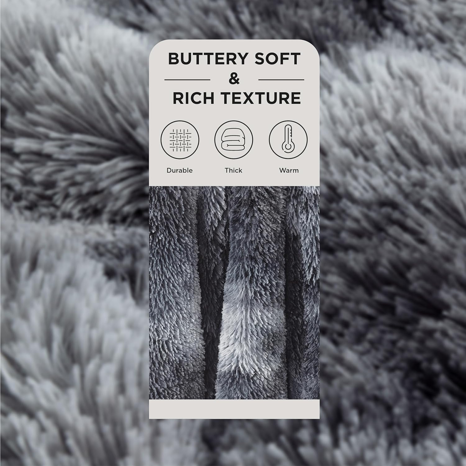 Detalle 2 de Bedsure FFB-2B Faux Fur Sherpa Throw Blanket, 50" x 60", Gray