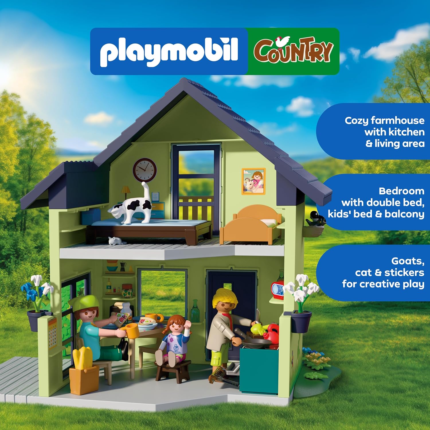 Thumbnail 3 de PLAYMOBIL 72162 Country Farmhouse with Balcony, Kitchen and Animal Shelter