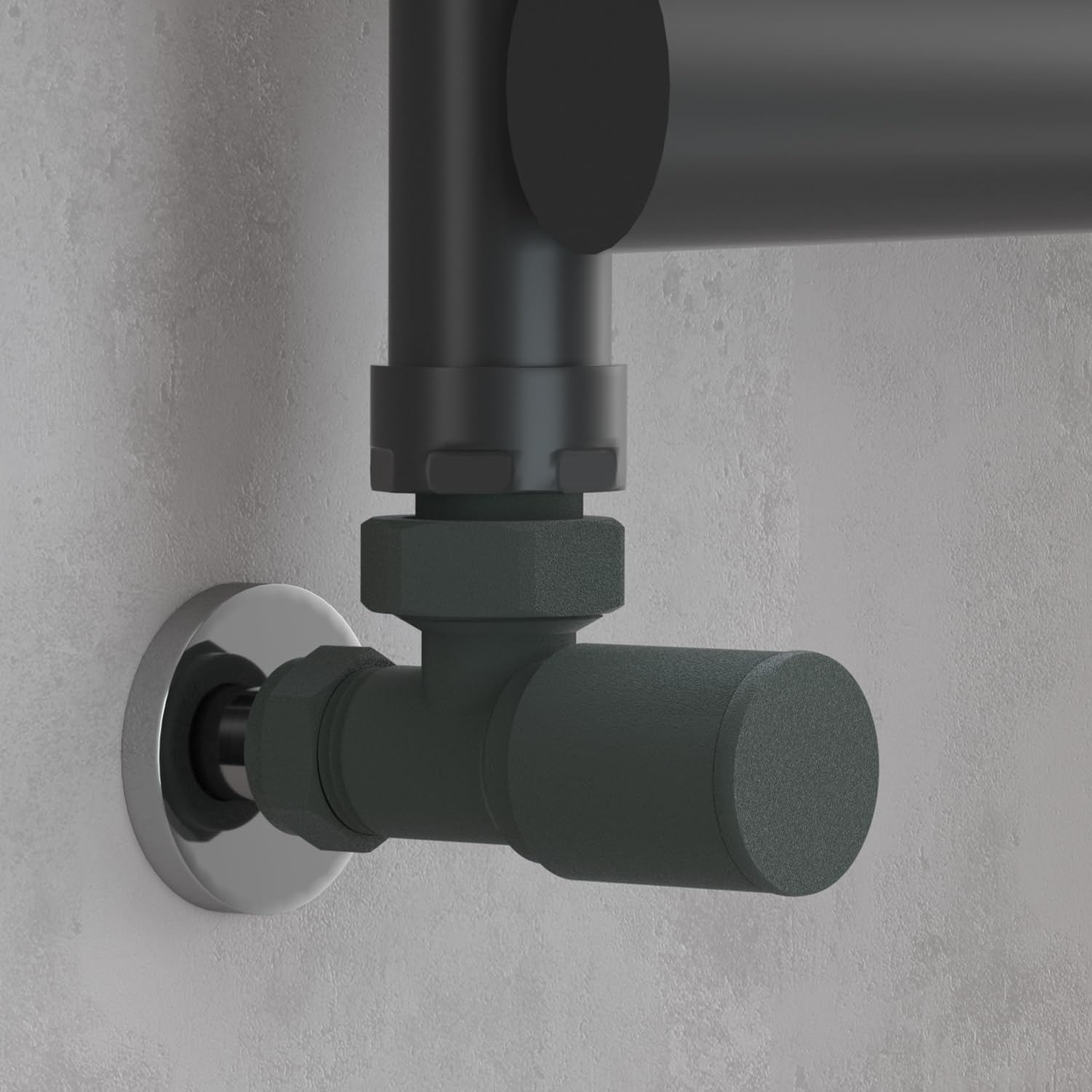 Thumbnail 6 de VANCOCO 4Pcs 1/2"×15mm Anthracite Grey Angled Manual Radiator Valves