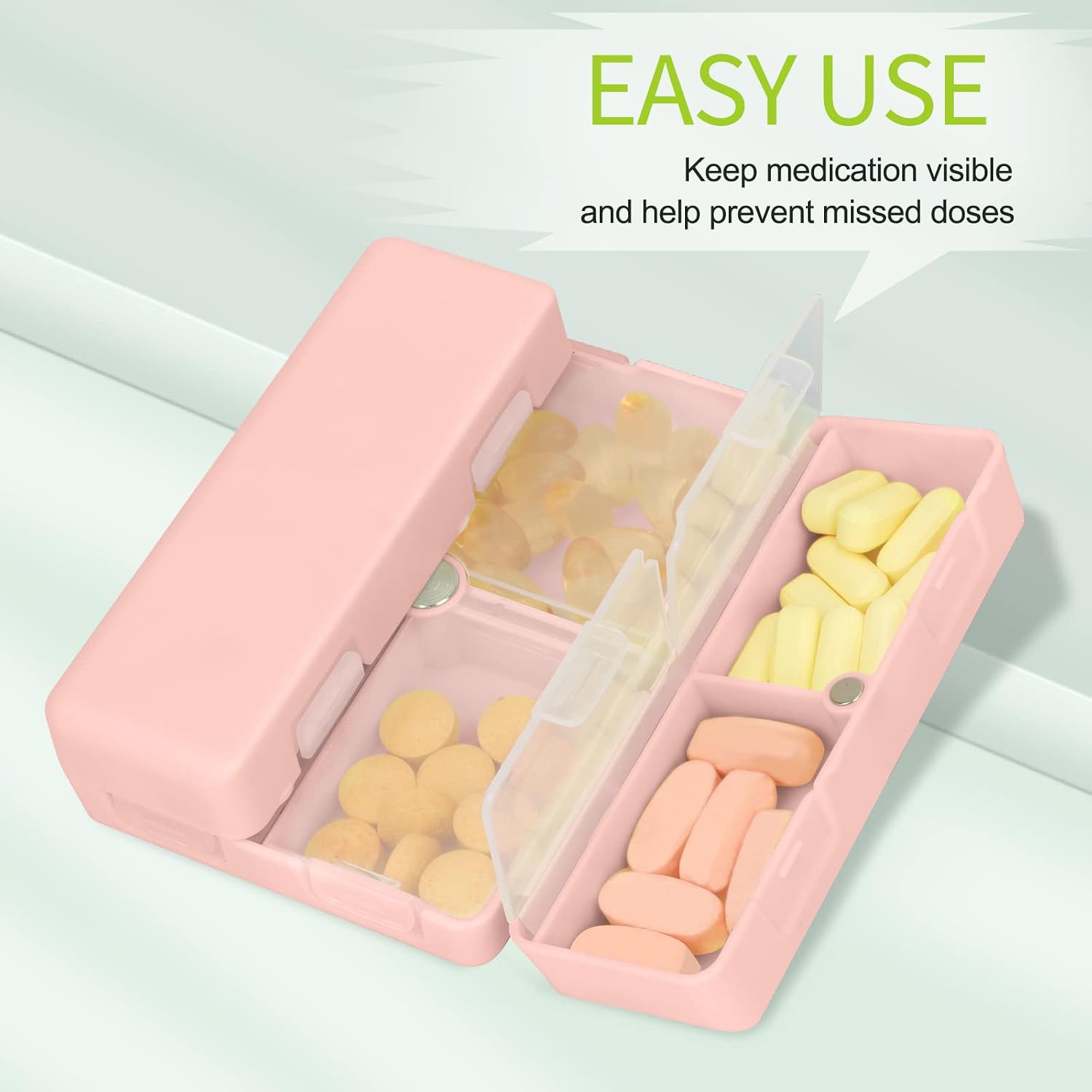 Thumbnail 5 de Simpolor 7 Day Pill Box Organiser – Large Capacity Folding Design in Pink