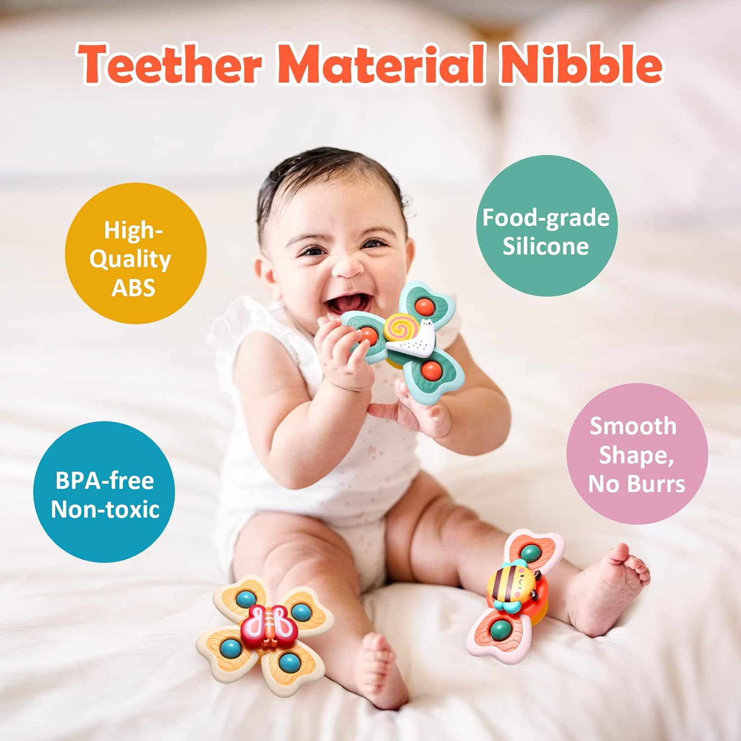 Detalle de Hooku Suction Spinner Toys 3-pack baby toys