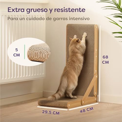 Detalle de Knupis rascador para gatos L de 68 cm, doble cara y cartón ondulado de 4,5 cm