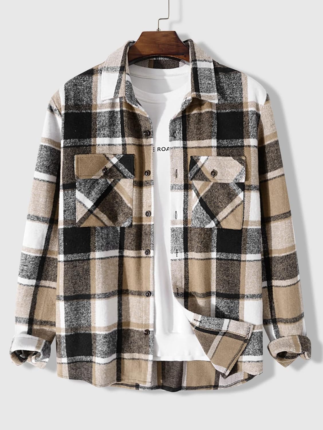 Detalle 2 de ZAFUL Plaid Shirt Jacket in Polyester