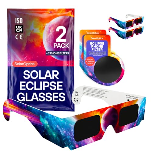 Detalle de Solar Eclipse Glasses 2 Pack with 2 Phone Filters by Solar Optics
